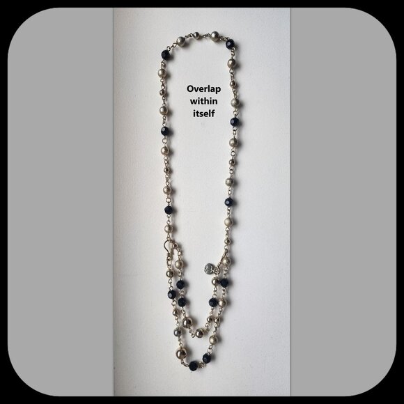 STELLA & DOT || 16” Black & Gold Necklace (3-pc) - Picture 2 of 8